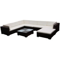 vidaXL Polyrattan Lounge-Set mit Auflagen 8-tlg. braun 41260