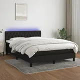 vidaXL Boxspringbett mit Matratze & LED Schwarz 140x200 cm Stoff