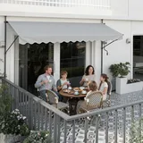 UISEBRT Klemmmarkise Balkon 300cm breit - Markise mit Handkurbel Höhenverstellbar Balkonmarkise ohne Bohren, Sonnenschutz, UV-Schutz, Wetterfest - 300 x 120cm, Grau