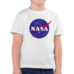 Shirtracer T-Shirt Nasa Meatball Logo Kinderkleidung und Co weiß 128 (7/8 Jahre)