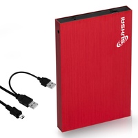 SUHSAI 500 GB Externe tragbare Festplatte 2,5 Zoll Speicher-/Sicherungslaufwerk mit USB 2.0-Speichererweiterungsfestplatte, Slim-Festplatte, kompatibel mit Mac, PC, Laptop, Desktop (Rot)