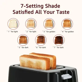 Aigostar - Toaster,7 Einstellbare Bräunungsstufe, + Auftau- - Aufwärmfunktion,2 Breite Toastschlitze, 7 2 Sandwichtoaster Schwarz