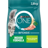 PURINA ONE BIFENSIS Indoor Formula Katzenfutter trocken für Hauskatzen, reich an Truthahn, 4er Pack (4 x 2,8kg)