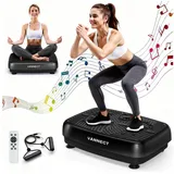 VANNECT Vibrationsplatte 2026 Verbesserte Vibrationsplatte mit Doppelmotoren, (1 tlg., Massagegerät, 450 LBS Kapazität Vibrationsplatte für Home Workout), für Abnehmen, Ganzkörpertraining, Muskelaufbau schwarz