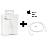 Apple iPhone 11, 13, 14 20W USB-C Ladegerät/Adapter & 2m USB-C Lightning Kabel bulk