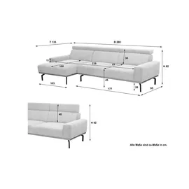 Max Winzer Ecksofa Emmi 280 x 92 x 0 cm Schwarz