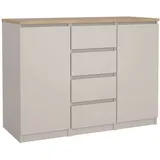 Home Affaire Kommode HOME AFFAIRE "Naia, Sideboard, 4 Schubladen, 2 Türen, Aufbewahrung, grifflose Front", beige (kaschmir), B:120,8cm H:90,7cm T:50cm, Holzwerkstoff, Sideboards, Kommode, Mit Einlegeböden, modern, skandinavisches Design, in mehrere Farben