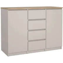 Home Affaire Kommode HOME AFFAIRE "Naia, Sideboard, 4 Schubladen, 2 Türen, Aufbewahrung, grifflose Front", beige (kaschmir), B:120,8cm H:90,7cm T:50cm, Holzwerkstoff, Sideboards, Kommode, Mit Einlegeböden, modern, skandinavisches Design, in mehrere Farben