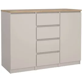 Home Affaire Kommode HOME AFFAIRE "Naia, Sideboard, 4 Schubladen, 2 Türen, Aufbewahrung, grifflose Front", beige (kaschmir), B:120,8cm H:90,7cm T:50cm, Holzwerkstoff, Sideboards, Kommode, Mit Einlegeböden, modern, skandinavisches Design, in mehrere Farben