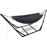 Jiubiaz Hängematte Mit Gestell, Dunkelgrau Sonnenliege, Metall Faltbar Hängematte Mit Tragetasche Belastbarkeit 150kg Indoor Outdoor