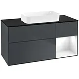 Villeroy & Boch Finion Waschtischunterschrank G712GFHG 120x60,3x50,1cm, Regal rechts Glossy white lacquer, Midnight Blue Matt Lacquer