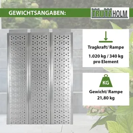 Baumarktplus DREIBREIT by TRUTZHOLM 3-fach Auffahrrampe klappbar Alu 255cm 115 cm Breite 1020kg grau gelocht