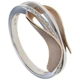 Jobo Diamantring Bicolor Ring, 585 Gold mit 9 Diamanten goldfarben 56