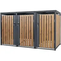 ML-Design Mülltonnenbox 3er 3 Tonnen 240L 200x80x116,3cm Anthrazit-Eichenoptik, Stahl,