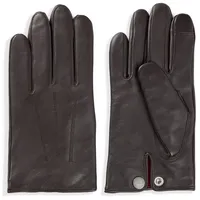 Hugo Lederhandschuhe Jaan mit Logo auf dem Knopf braun 9