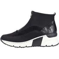 Rieker Damen Stiefelette High Top Sneaker Reißverschluss N6352, Größe:41 EU, Farbe:Schwarz - schwarz