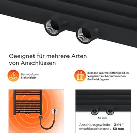 mai & mai Badheizkörper 600 x 1600 mm 800 W grau Seitenanschluss