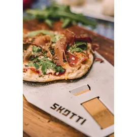 Skotti Pizzastein 24 cm Edelstahl/Stein beige
