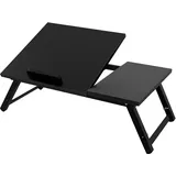 ML-Design Laptoptisch Bett/Sofa Schwarz Bambus höhenverstellbar klappbar Schublade Laptopständer Betttisch Knietisch