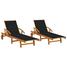 vidaXL Sonnenliegen 2 Stk. mit Auflagen Massivholz Akazie