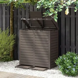 Goplus Mülltonnenbox 236 L 2 Fächer  mit ausziehbarer Flüssigkeitsschale  schwarz