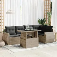 VidaXL 6-tlg. Garten-Sofagarnitur mit Kissen Grau Poly Rattan