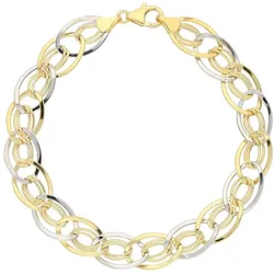 Goldarmband FIRETTI "Schmuck Geschenk Gold 375 Armschmuck Armkette Goldarmband Fantasie", silber (gelbgoldfarben, silberfarben), Armbänder, Damen, Gelbgold 375