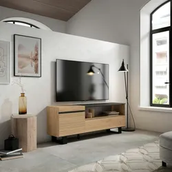 SKRAUT HOME Wohnzimmer-TV-Schrank, Viel Stauraum, 150x35x57cm, Für TV-Geräte bis 65“, Industriedesign, Moderner Stil, Eiche - 431_10