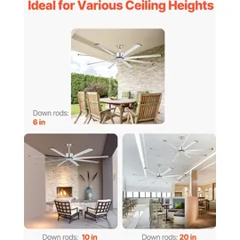 Vevor 214 cm Deckenventilator Silber