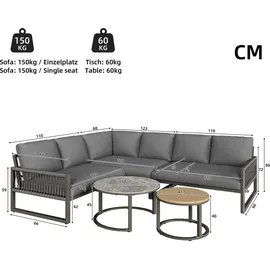 stilvora Gartenlounge-Set 5-tlg. Grau