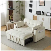 Merax Schlafsofa, mit 3-in-1 Bettfunktion,Loungesessel mit Schlaffunktion,viel Stauraum beige