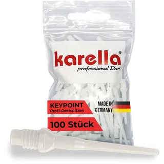 Karella Profi Dartspitzen Keypoint-Special, Made in Germany, 100 Stück, 2BA Gewinde, extrem stabile Dartspitzen Kunststoff, äußerst langlebig Softdart Spitzen, Soft Tips, weiß,Spitzen für Dartautomat