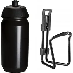 Flaschenhalter mit Tacx Trinkflasche 500cc - Schwarz - Aluminium schwarz 500ML