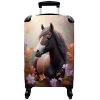 NoBoringSuitcases.com© Kinderkoffer 55x35x20cm Pferd - Blumen - Natur - Lila - Tiere, 4 Rollen, Koffer mit 4 rollen, Kindertrolley, Reisekoffer für Mädchen bunt