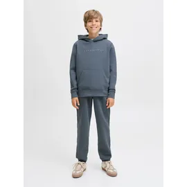 Jack & Jones Junior "JJESTAR JJ SWEAT HOOD NOOS JNR", Jungen, Gr. 152, grau (stormy weather), angeraute Sweatware, Obermaterial: 70% Baumwolle, 30% Polyester, bedruckt, relaxed fit normal, Rundhals, Rippbündchen, Sweatshirts, Baumwollmischung, relaxed fit