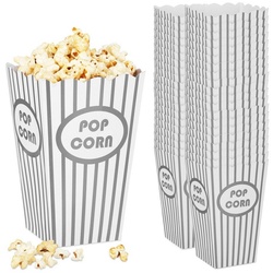 relaxdays Snackschale Popcorntüten 48er Set, Pappe silberfarben|weiß