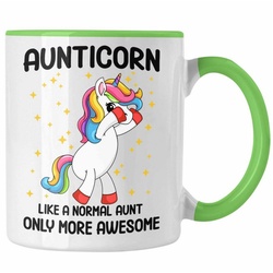 Trendation Tasse Trendation – Tante Aunticorn Geschenk Tasse Geschenkidee Beste Tante Kaffeetasse Geschenk Lustig grün