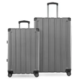 Hauptstadtkoffer Q-Damm - 2er Kofferset, Trolley-Set, TSA, Rollkoffer, Reisekoffer, (M & L), Silber