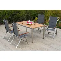 Merxx Ferrara Garten-Essgruppe 5-tlg. Tisch 150 x 90 cm grau 50717-309
