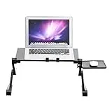 Ejoyous Laptopständer Höhenverstellbar, Aluminium Notebooktisch Laptoptisch mit Maus-Plattform Klappbare Laptophalterung Notebookständer, für Bett Frühstück Büro Lesen (Schwarz)