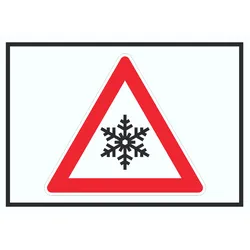 Achtung Frost Schnee Eis Symbol Schild A3 Rückseite selbstklebend