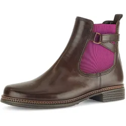 Chelseaboots GABOR Gr. 38,5, braun (mokka-orchidee) Damen Schuhe Blockabsatz, Stiefelette, Businessmode mit Stretcheinsatz