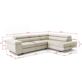 storez24 Eckcouch Textil 3-Sitzer Beige