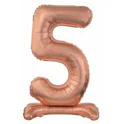 XL Folienballon Zahl 5 Roségold stehend