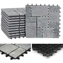 Mendler Steinfliese HWC-K70, Bodenfliese Steckfliese Balkon/Terrasse Naturstein, 11x je 30x30cm = 1m2 ~ dunkelgrau