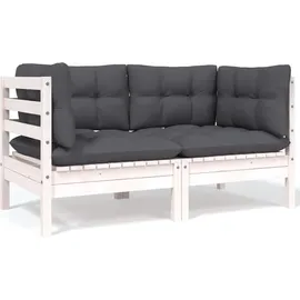 vidaXL Garten-Lounge-Set 7-tlg. Kiefer Massivholz weiß