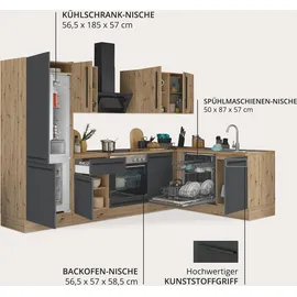 kochstation Winkelküche Florida L-Form 280 cm schwarz