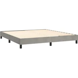 vidaXL Boxspringbett mit Matratze & LED Hellgrau 180x200 cm Samt