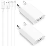 iPhone Ladekabel, 4er-Pack 5W USB A Ladegerät und 2M Ladekabel Kabel for iPhone 8 7 6 6S 5S 14 13 12 11 Pro Max XR X XS SE Plus, USB Netzteil Stecker Adapter Ladegerät Kable Ladeadapter Romalux