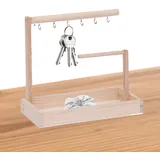 Schlüsselablage für den Eingangstisch, Holz-Schmuckregal, Schlüsselhalter – Arbeitsplatten-Organizer mit 6 Haken, Badezimmer-Schminktisch, Schmuck-Aufbewahrungsregal für baumelnde Creolen